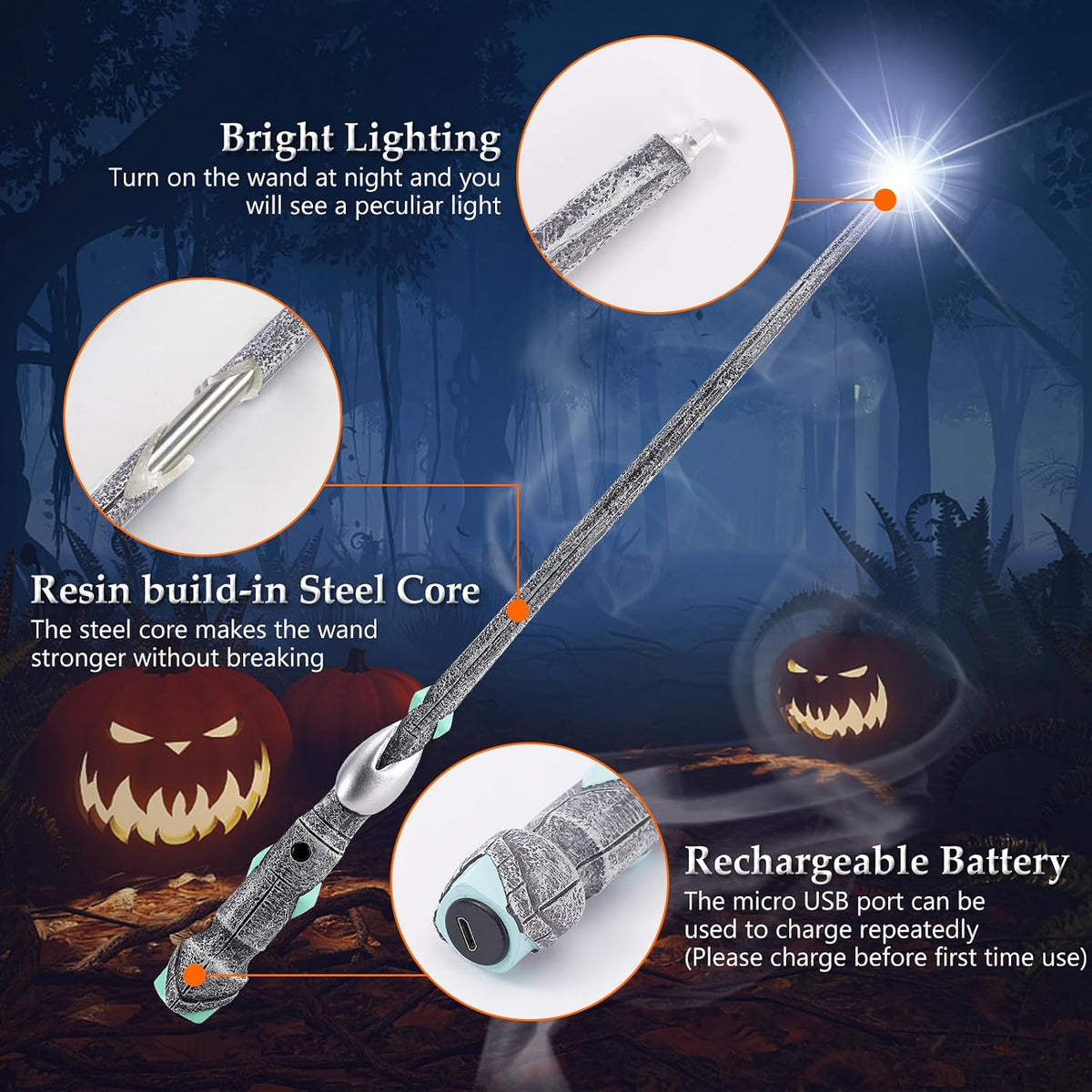 ChampWe Light Up Magic Wizard Wand Rechargeable Illuminating Toy - Blade - image 2