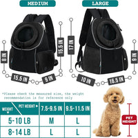 PetAmi Dog Carrier Backpack, Hands Free Front Pet Carrier - Black / 15.5"L x 9.0"W x 15.5"H - image 2