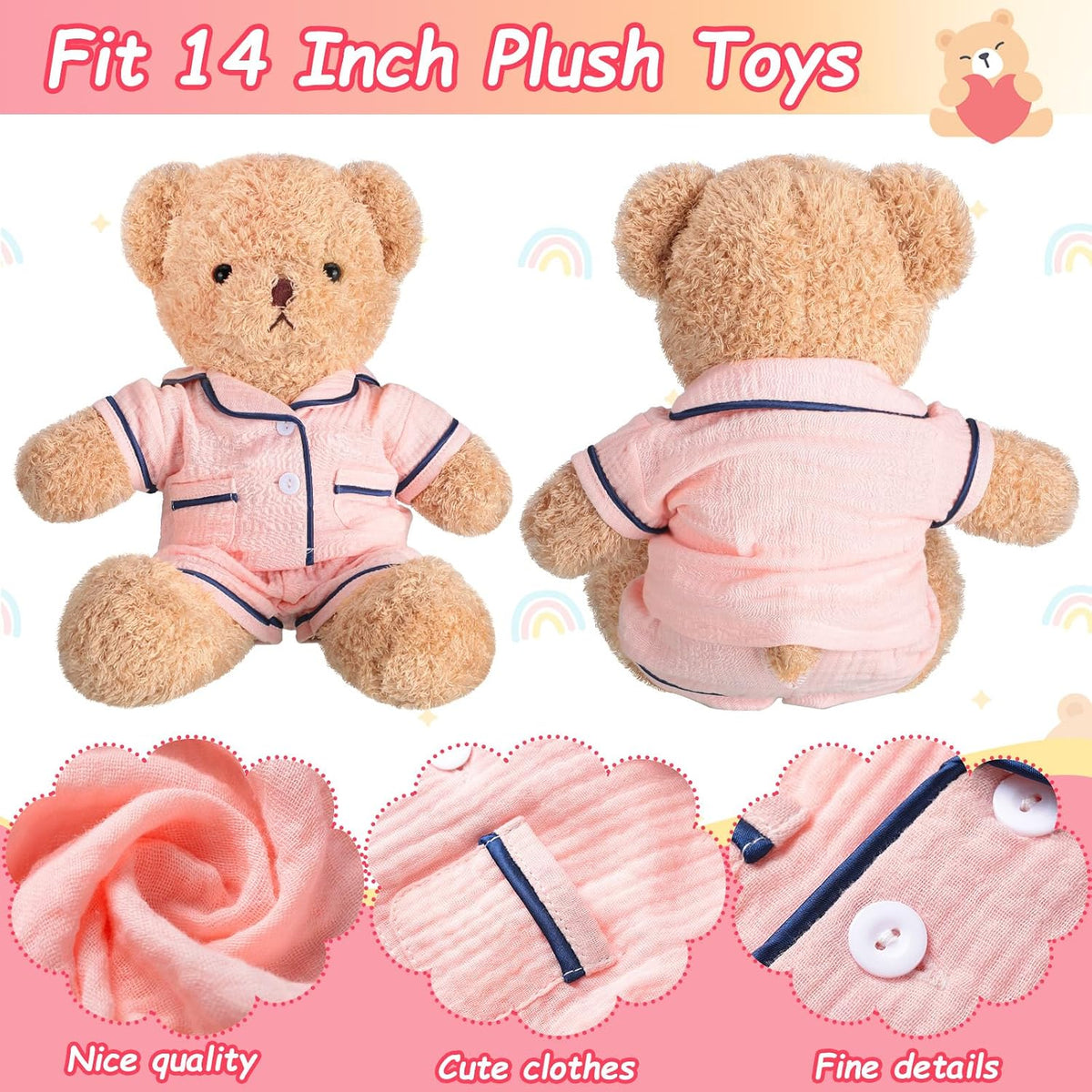 Hungdao Bear Pajamas Clothes for Make Your Own Animals - Pink - image 4