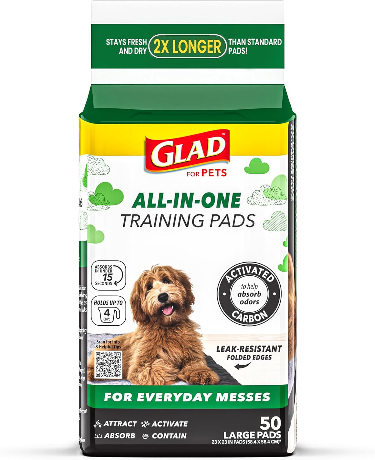 Glad for Pets, Activated Carbon Disposable, Dog Pee Pads - Large / 50.0