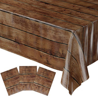 Stone Wall Table Covers, 54"x108" XL, Medieval Party Decorations - Wood Grain (Pack of 3)