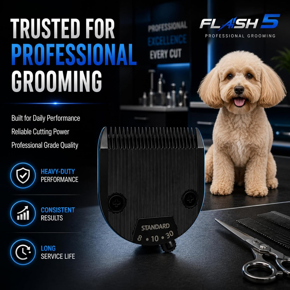 Kenchii Flash 5 clipper blade KEFB5-STD, stainless steel detachable dog grooming blade - view 3
