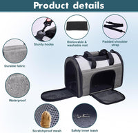 JESPET Soft-Sided Airline-Approved Dog & Cat Carrier Travel Bag – Essentials for Cats - 16.0"L x 10.0"W x 11.0"H / Smoke Grey - image 2