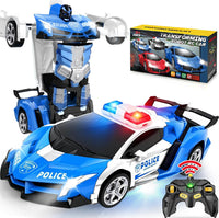 Dolanus Remote Control Car, Transform Robot, Boys Toys Gifts - Police-blue