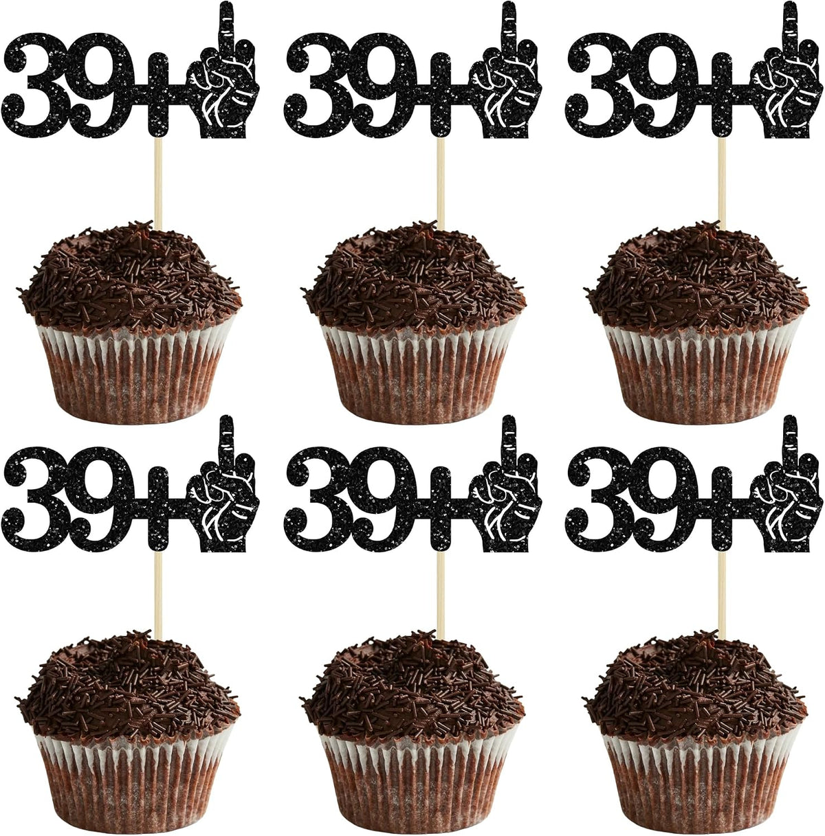 Ephlyn 1Pc 49+1 Black Glitter Cake Topper 50th Birthday Party Cake - 40th-24Pcs / Black