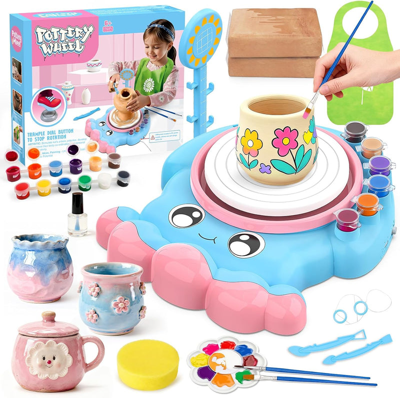 Pottery Wheel for Kids, Unicorn Craft Kit Arts and Crafts for Kid Ages 6-12 – Fun for Kids & Family - blue