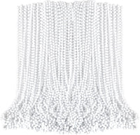 100PCS Bead Necklace, Gold Mardi Gras Beads Party Stuff - White