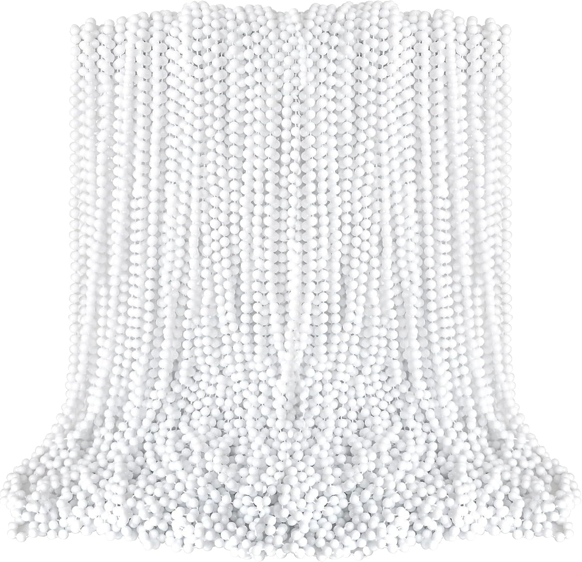 100PCS Bead Necklace, Gold Mardi Gras Beads Party Stuff - White