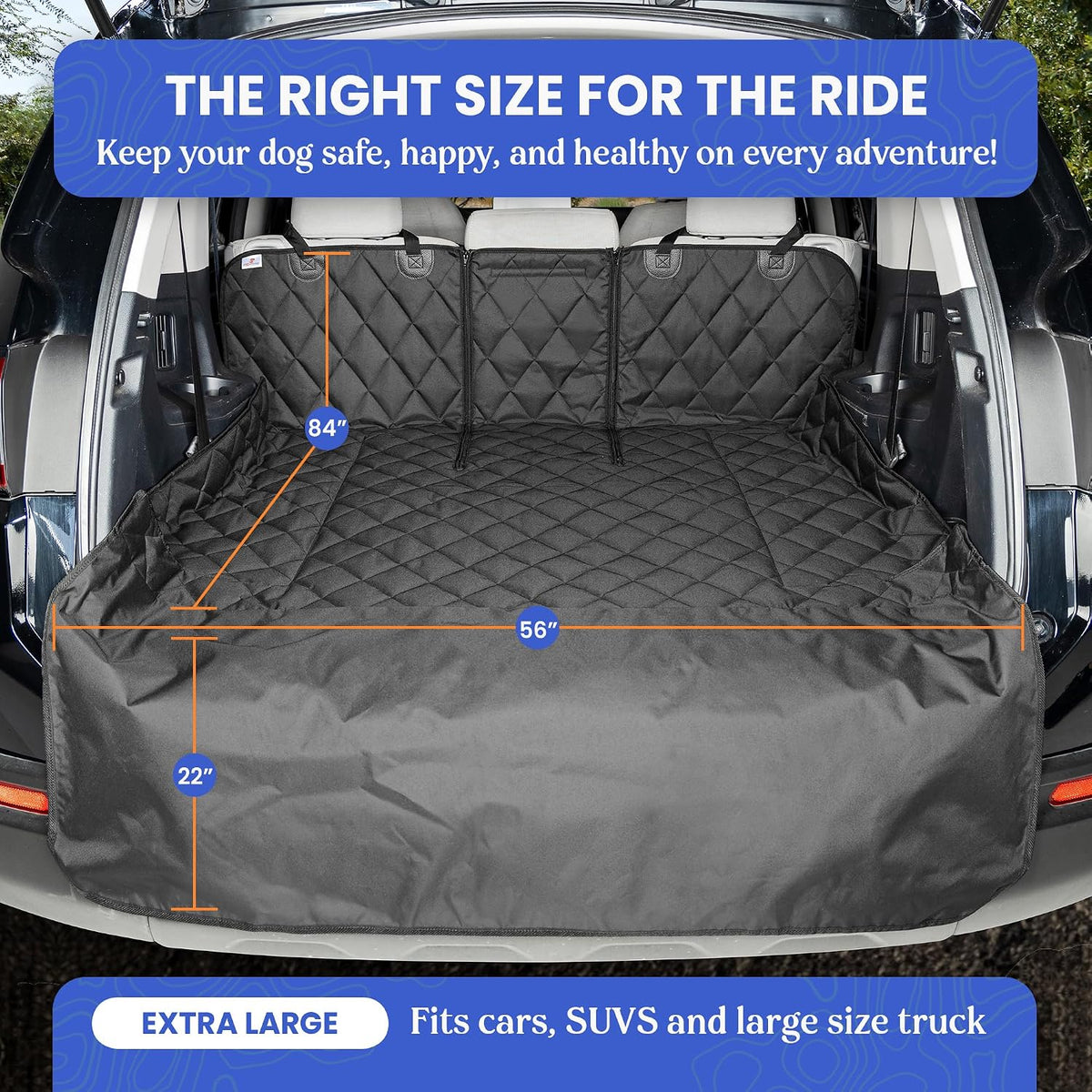 4Knines SUV Cargo Liner for Dogs, Fold Down Seats, Black Large – Essentials for Dogs - Black / Extra Large - image 3