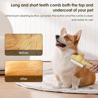 Flea Comb for Cat Hair Removal Comb, 2025 New Self-Cleaning Flea Brush for Cats and Dog, Comfort Cat Hair Removal Tool with Long & Short Stainless Steel Metal Grooming Brush(Yellow)