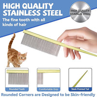 Grooming Pet Comb Rat Tail Dematting Cat and Dog Comb，Rounded Ends Design for Safe Tangle Removal, Hairstyling, Massage，Loose Hair Removal，Prevent Irritation，Fluffing Paws,Face,Tail,Remove Tear Stain
