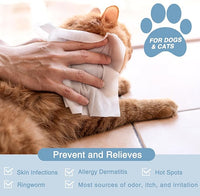 Antifungal and Antibacterial Wipes for Dogs & Cats, Dog Yeast Infection Treatment Wipes, All Natural Grooming Wipes for Cleaning, Help with Hot Spots, Ringworm, and Skin Infections, 160 Count