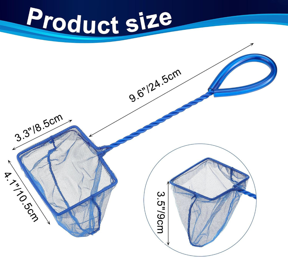 Mogoko 2 Pack Aquarium Net Fish Net Small Net Multi-Size Fine Mesh - 2. Blue / 4 Inch - image 2