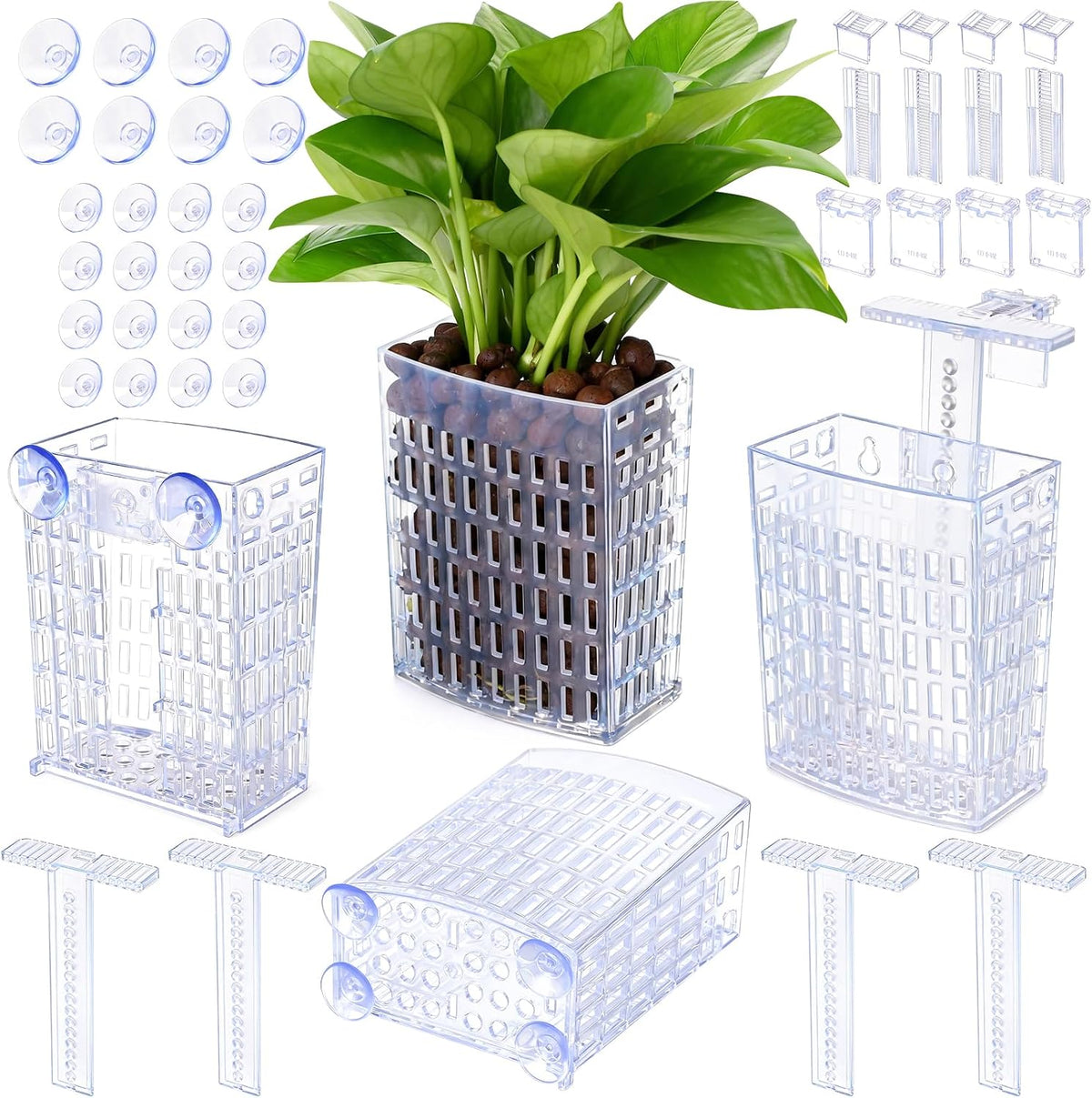 2026 Latest Upgraded Aquarium Plant Holder Adjustable Height - Transparent-4 Pack