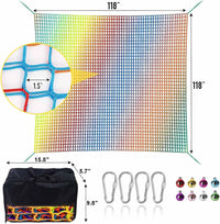 Climbing Net for Kids - 9.9FT x 9.9FT Double Layers Heavy Duty Playground Safety Net, Climbing - Rainbow / 9.9' x 9.9' - image 2
