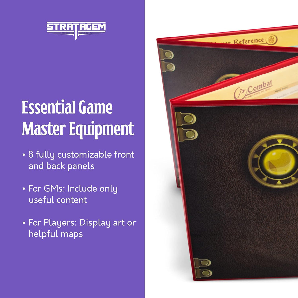 Stratagem The Master's Tome 4-Panel Customizable GM Screen - Green - image 3