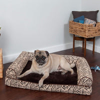 FurHaven Soft, Orthopedic Foam Sofa Dog Bed with Washable & Removable Cover - Plush/Woven - Desert Brown, Dogs Up to 35 lbs - Medium