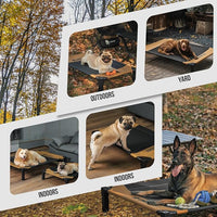 ONETIGRIS Elevated Dog Cot, Raised Bed for Medium Large Dogs Indoor Outdoor Cooling Elevated Dog Beds with Breathable Teslin Mesh and No-Slip Feet (Brown, Large)