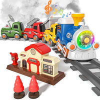 MORECOLL Train Set for Toddlers w/Steam, Music & Lights