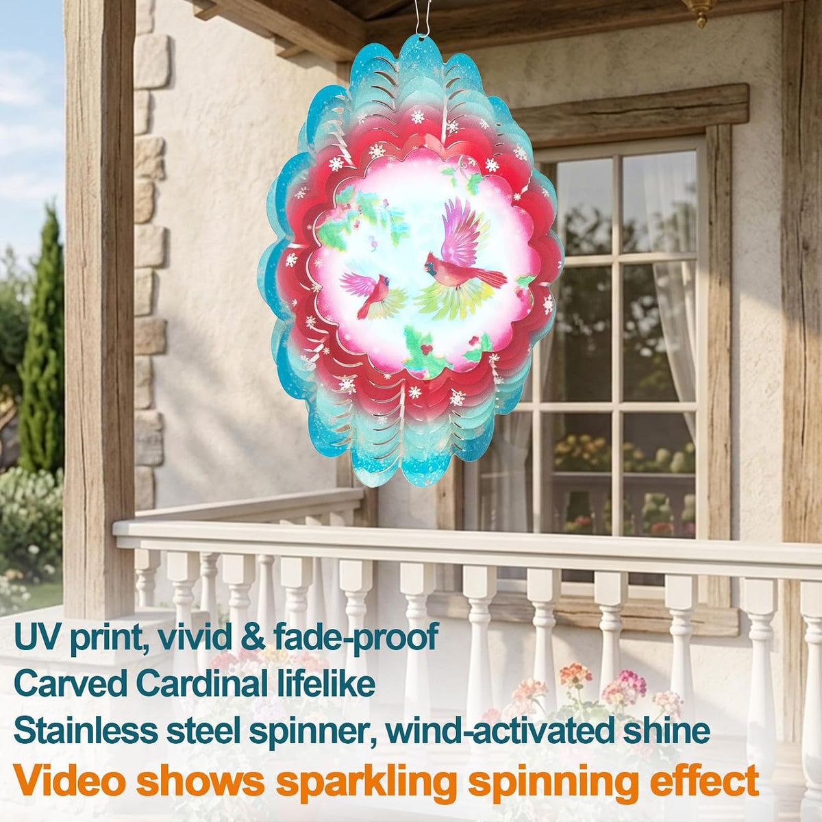 Rooster Metal Wind Spinners - Vivid Cardinala / 12 Inch - image 2
