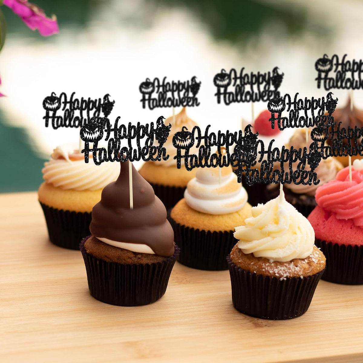 Gyufise Halloween baby shower cupcake toppers with Oh Baby ghost designs on picks - view 13