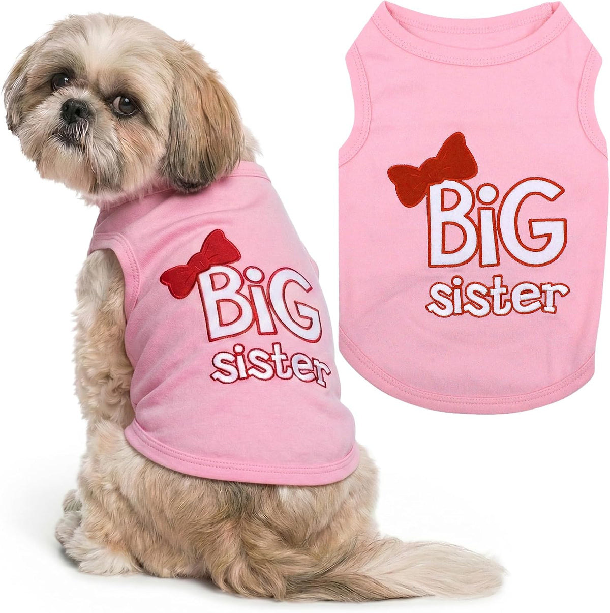 Parisian Pet Dog Shirt, 100% Cotton Shirts for Medium Dogs - Big Sister / Medium (8-12lbs)