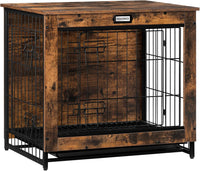 HOOBRO Dog Crate Furniture, 38.6" Large Dog Kennel Indoor - 25.2"L x 19.7"W x 23.6"H / Rustic Brown