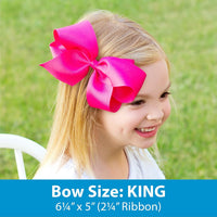 Wee Ones medium smoke blue girls grosgrain hair bow with scalloped edges and no slip clip - view 10