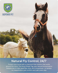 BioPower Natural Fly & Tick Repellent for Horses - Horse Shield Tag with 1-Year Bioresonance Protection – Chemical-Free, Waterproof Carbon Tag That Clips to Halter – Non-Toxic Pest Defense