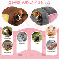 YUEPET Guinea Pig Bed Cuddle Cave, Warm Fleece Hideout - 2PCS(Grey+Brown) / 2PCS - image 2