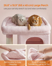 Feandrea Cat Tree, Plush Kitten Condo - XL (26.8"L x 18.9"W x 40.6"H) / Jelly Pink - image 3