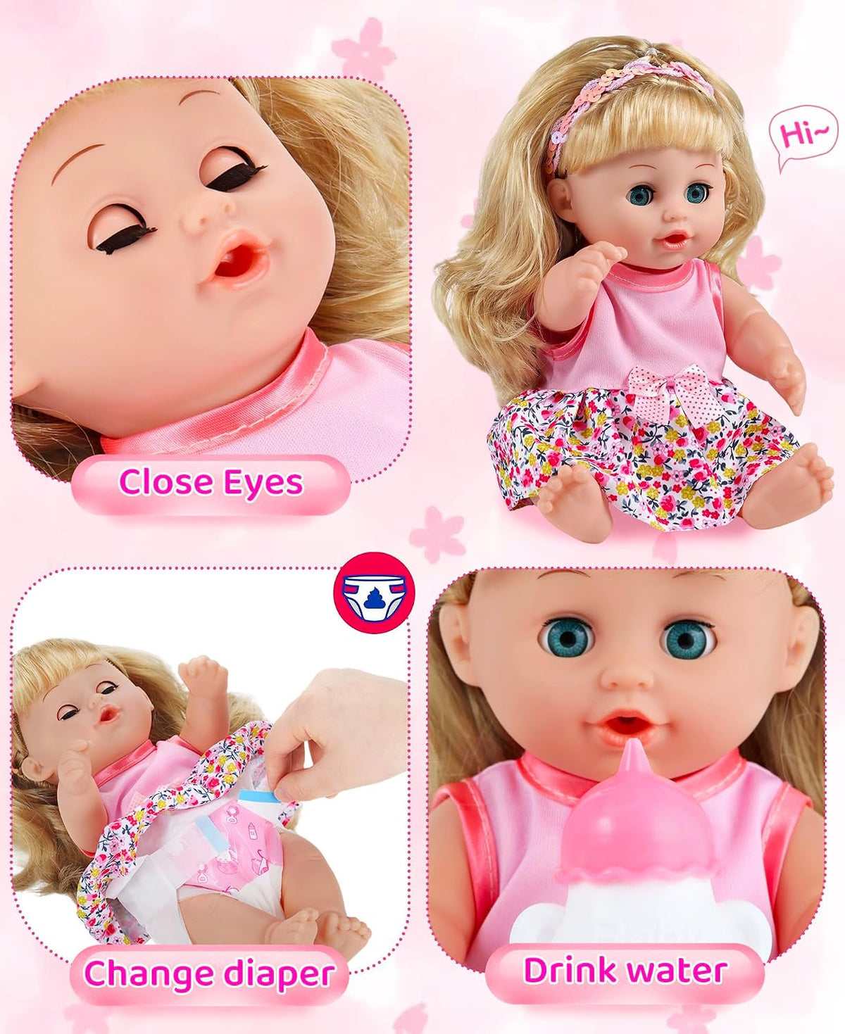 GAGAKU foldable baby doll stroller with 12 inch doll and care accessories - view 8