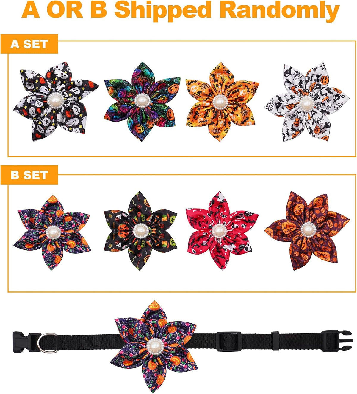 PET SHOW 4 Pack Small Dog Bows Sliding on Collar Attachment – Essentials for Dogs - Halloween 3.15" - image 3