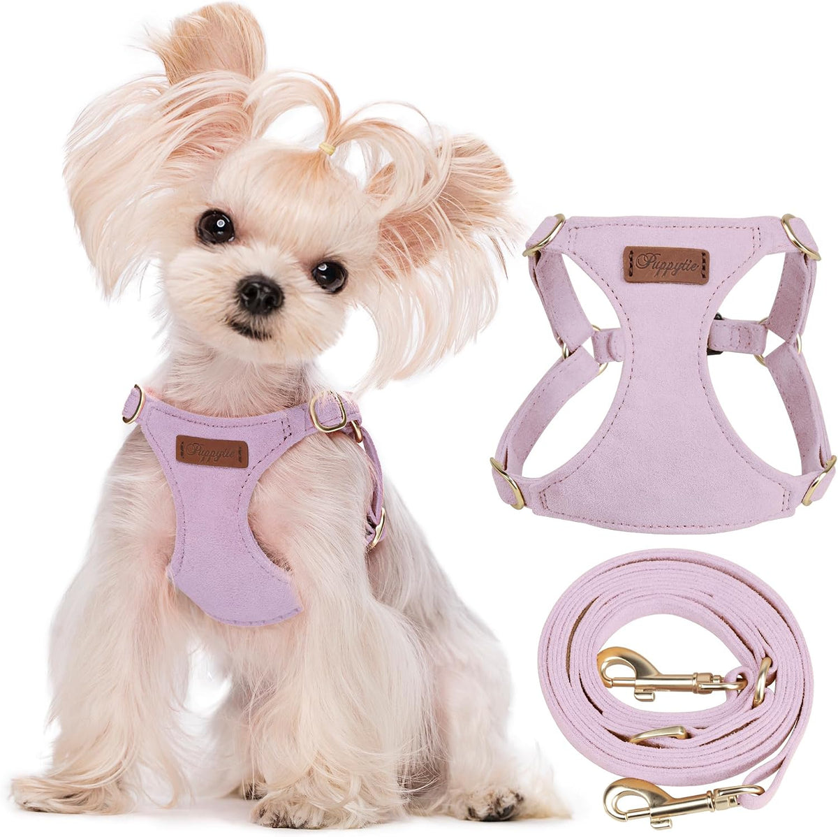 Puppytie Small Dog Harness and Leash Set, Pink, S – Essentials for Dogs - Purple / XS(4.5-11lb）