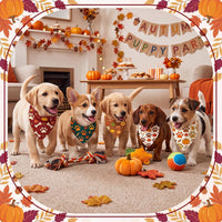 Preboun 100 Pcs Fall Paw Print Dog Bandanas Bulk - Fall Paw Print / 19.7 x 13.8 x 13.8 Inch - image 4