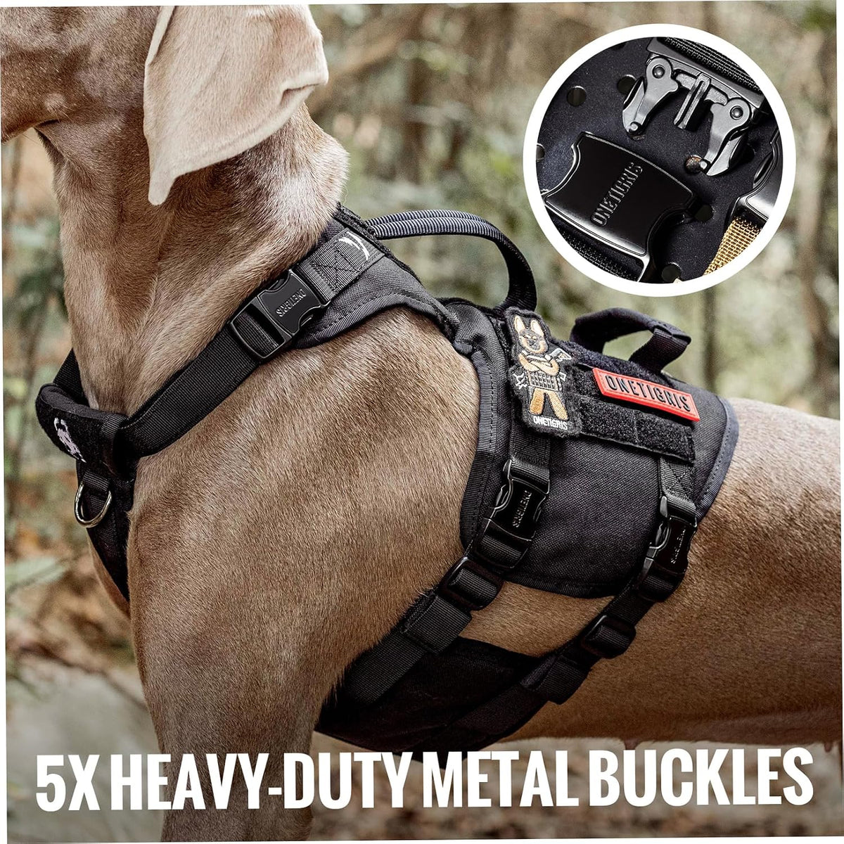 OneTigris Tactical Dog Harness with 5X Metal Buckle - XL / Black - image 2