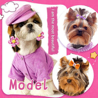 20Pcs Brown Dog Hair Bows with Rubber Bands for Small Medium Dogs – Essentials for Dogs - A339 - image 3