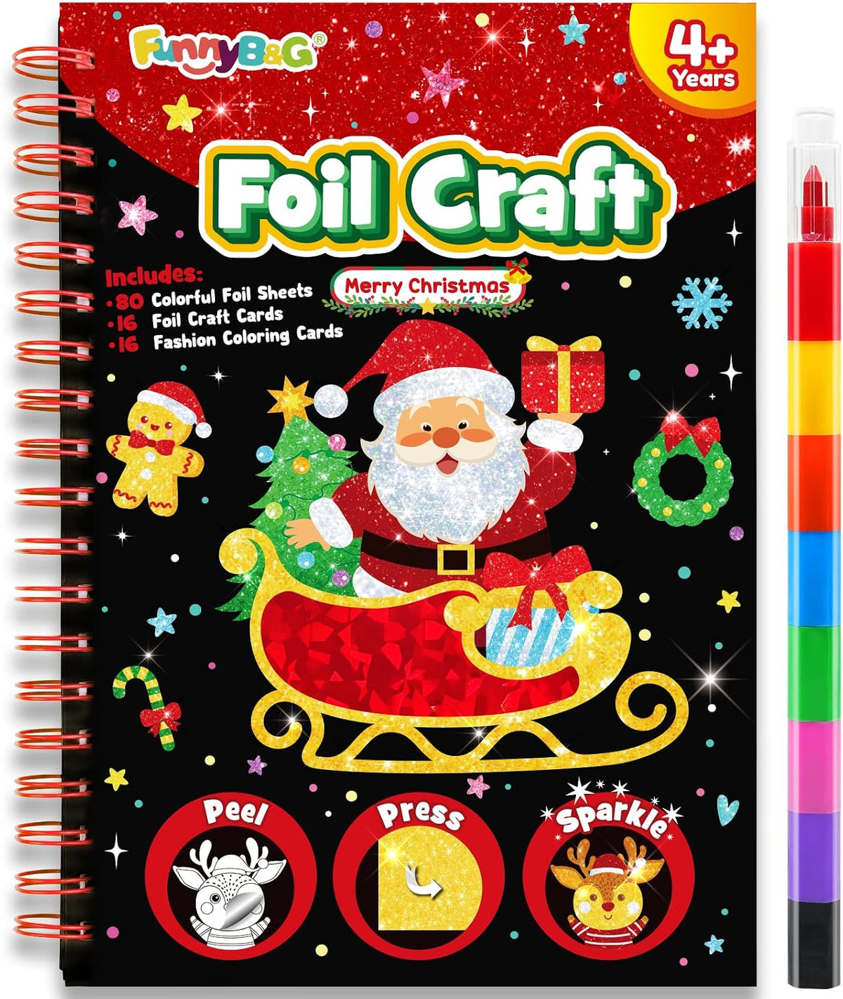 FUNNYB&G Foil Art Craft Kit for Kids - Christmas