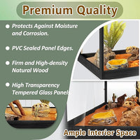 PROLEE Bearded Dragon Tank,Tempered Glass Reptile Tank with Mesh Roof and Front Sliding Door,Anti-Scratch Lizard Tank,Spacious Reptile Enclosure for Snakes,Lguanas (Black, 63Gallons,40"x20"x20")