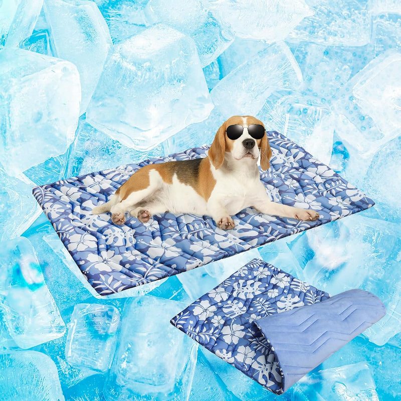 BEAUTYZOO Cooling Mat for Large Dogs, Self-Cooling - Hawaii Blue / 48.0"L x 28.0"W x 1.0"Th(L)