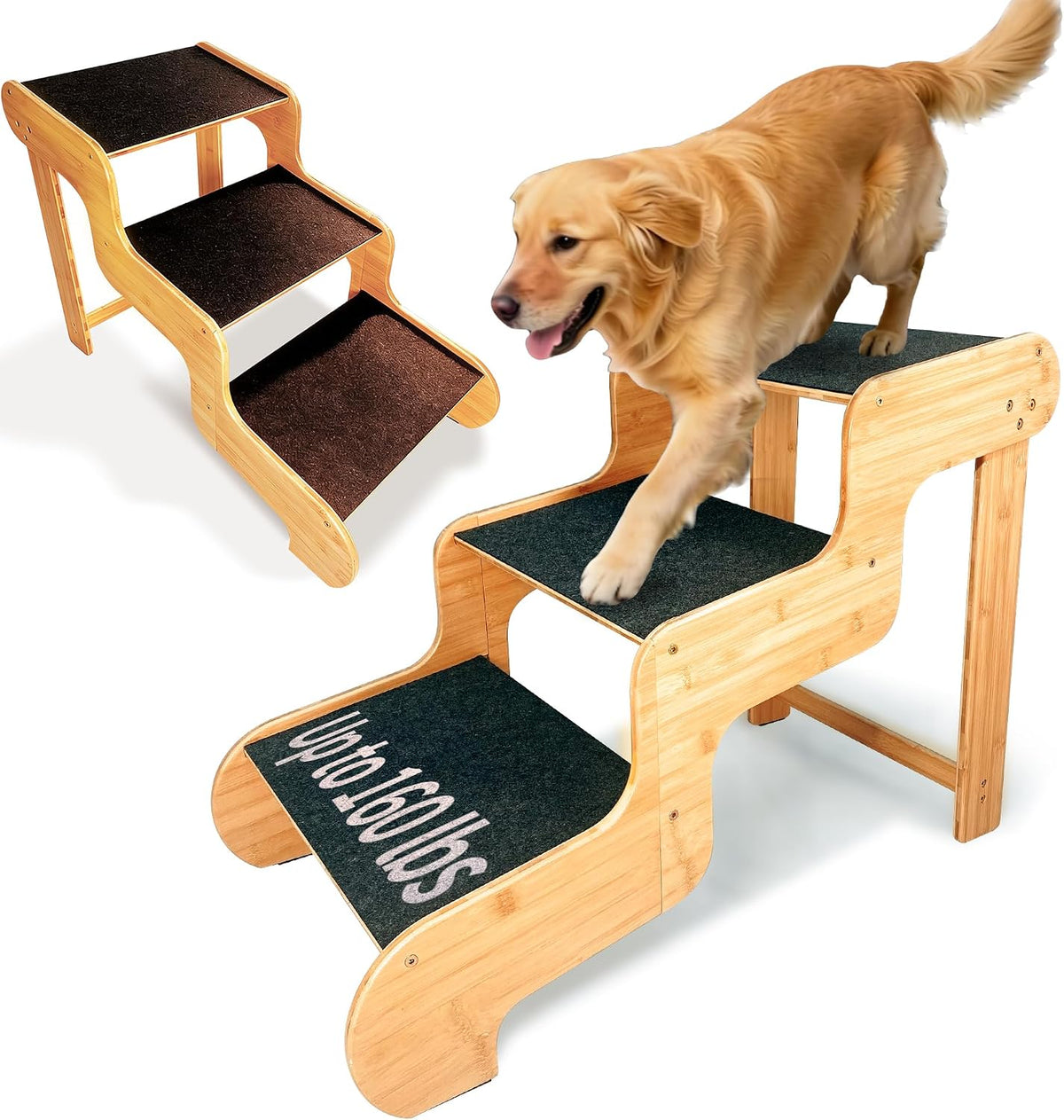 Dog Stairs for Small Dogs - Extra Wide 3-Step Natural / 3.0 / Extra Wide 3-Step 35.5x18x24 inch