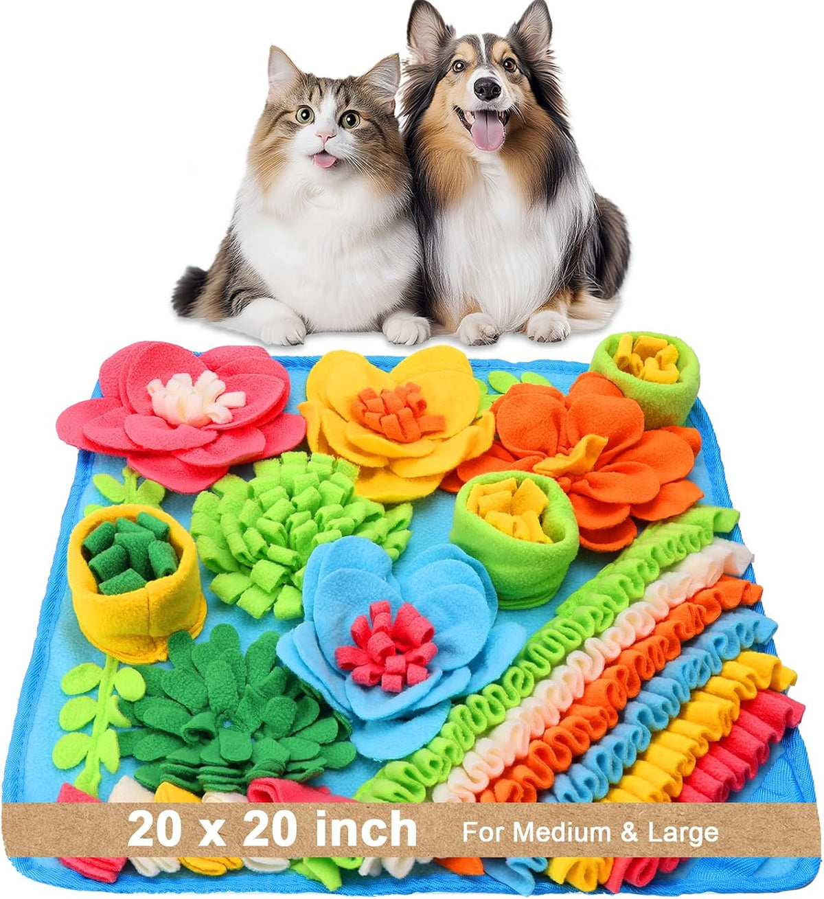 Snuffle Mat for Dogs, 15.4in Felt Wool for Small/Medium Pet Puzzle – Essentials for Dogs - Blue / 20"L x 20"W