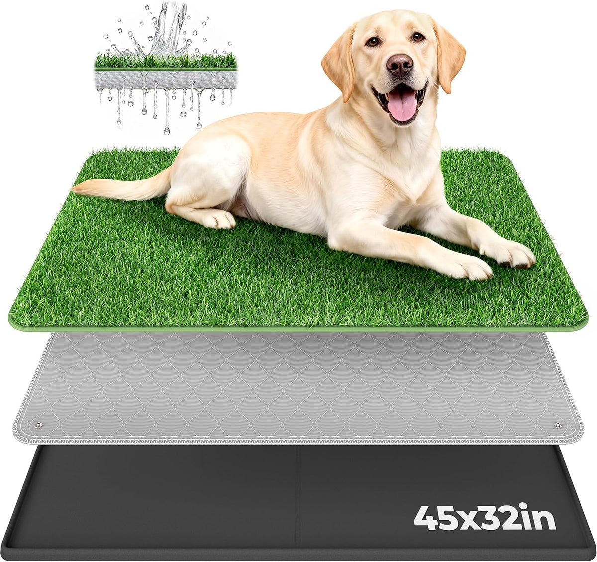 BurgeonNest Dog Grass Pad with Tray 34.2"x24" - XL-45''x32''