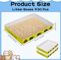 Amyhill 30 Pack Disposable Cat Litter Box Paper Pet Trays - Yellow - image 2
