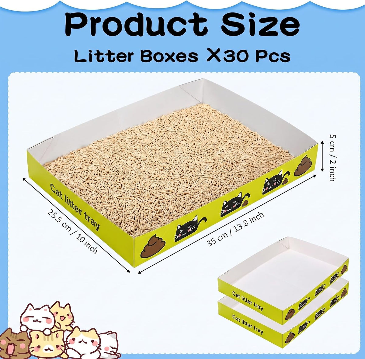 Amyhill 30 Pack Disposable Cat Litter Box Paper Pet Trays - Yellow - image 2
