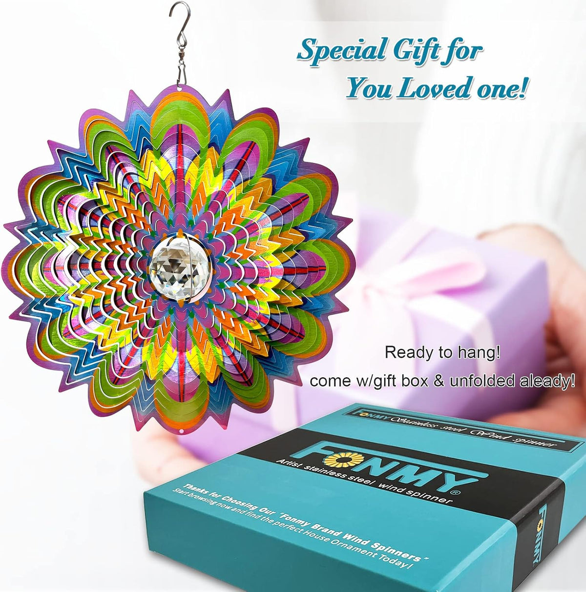 FONMY Wind Spinner Mandala Starry Sky 12 inch 3D Stainless Steel - 12inch / Mgb05 - image 2