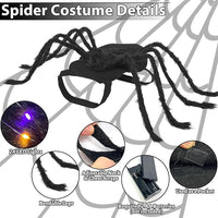 Camlinbo 24 LED Spider Dog Halloween Costume for Small Medium Large Dogs, Furry Giant Spider with Orange Purple Lights Puppy Pet Costume Outfits Clothes Funny Halloween Costume Party Cosplay