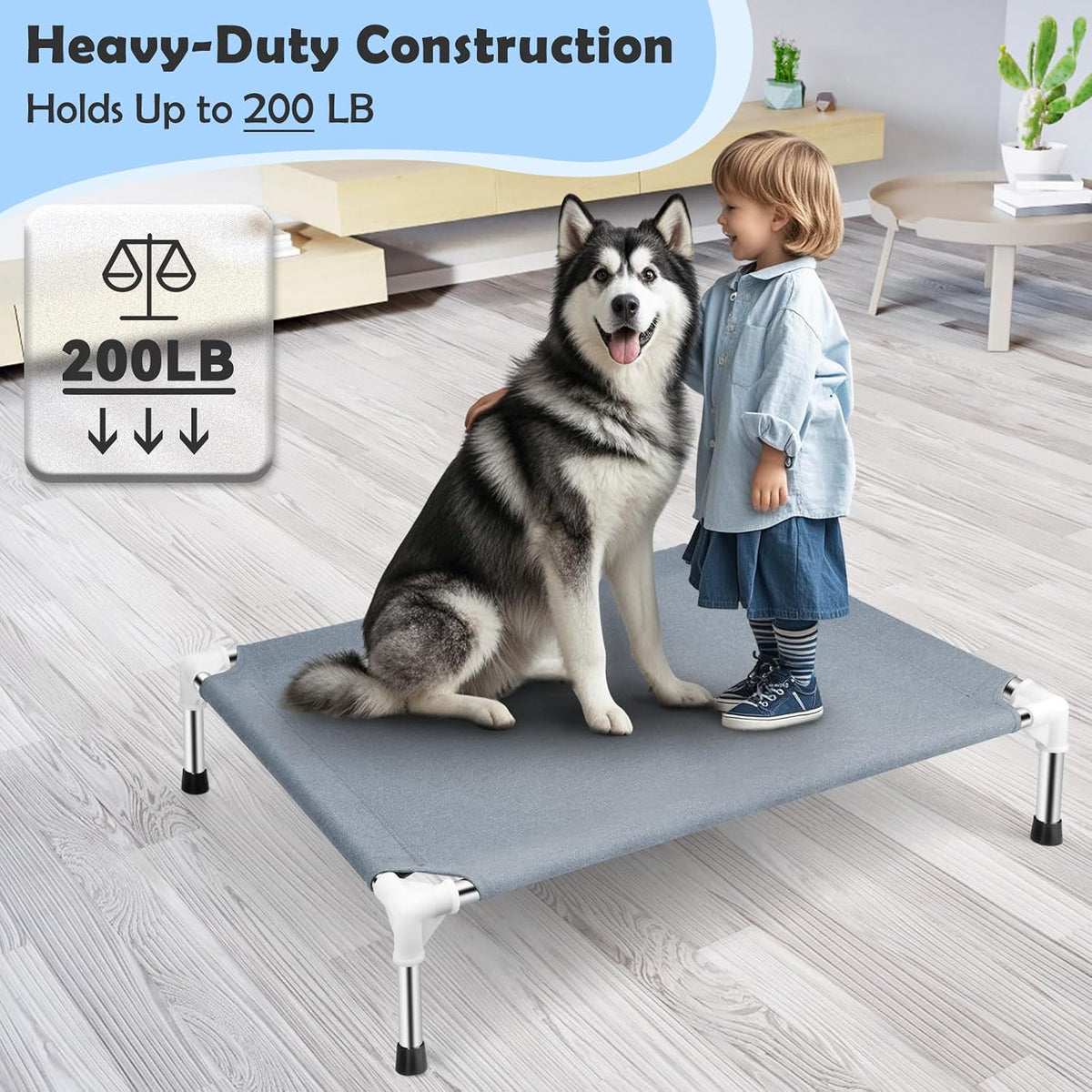 Elevated Dog Bed for Small Dogs, Dog Cooling mat Cot - Grey-M-3 - image 2