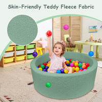 MEOGETY beige teddy fleece foam ball pit for toddlers with soft round walls - view 27