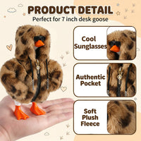 7inch Desk Goose Outfits, Mini Desktop Goose Clothes with Sunglasses & Necklaces, Brown Leopard - A Leopard / 7 Inch - image 3
